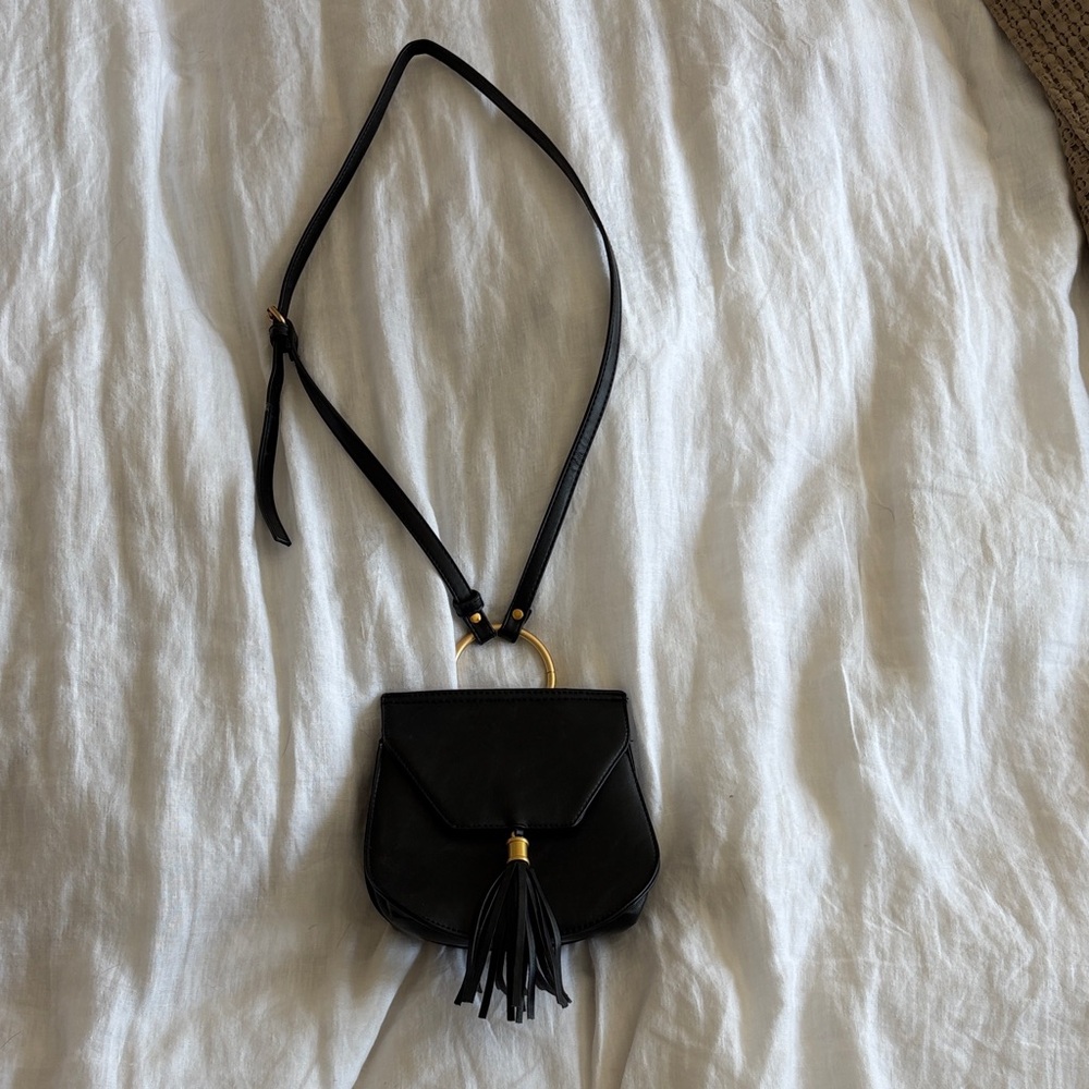 Big Buddha Black Mini Bag with Gold Accent